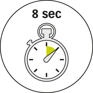 Stopwatch showing the 8 second powRgrip tool change