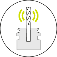 Cutting tool in a press-fit holder with vibration damping